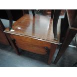 An early 19th century mahogany commode stool frame having square block top on tapered legs and a