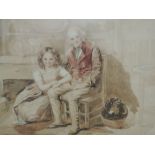 A watercolour J Williamson, Grandfather and child, signed and dated 1868 12'x16'