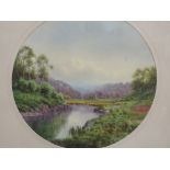 A pair of watercolours, Donald Paton - Edward Thompson, circular, Early Autumn Loweswater signed and