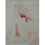A pen and ink sketch, Isobel Heath, semi-nude study, signed, 11'x9'