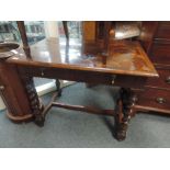 A 19th century Dutch side table in the 17th century style having multi inlay clover leaf inspired