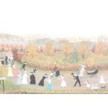 A print after Helen Bradley, Park on May Day, signed 19'x24'