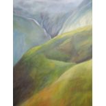 An oil painting, K Bigland, mountainous landscape, signed