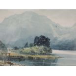 A watercolour, E Greig Hall, Grasmere, signed and attributed and dated (1972) verso 10'x14.5'