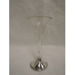 An Edwardian cut glass bud vase having a weighted silver base, Birmingham 1901, J Collyer & Co Ltd