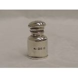 A small Victorian silver perfume bottle having glass stopper and hinged monogrammed lid, Chester