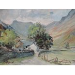 An oil painting on board, F McLonet, Lakeland landscape, indistinctly signed 17'x23'