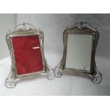 A pair of Victorian silver photograph frames of shaped rectangular form having wire decoration and