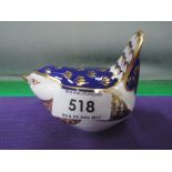 A Royal Crown Derby paperweight modelled as a Wren, gold stopper