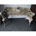 A 19th century Coalbrookdale design cast iron garden bench frame in the fern leaf pattern