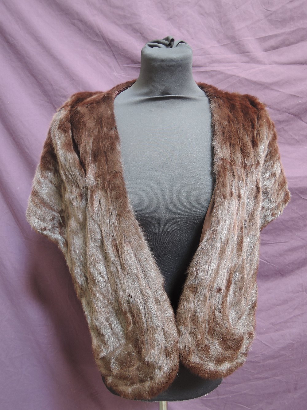 A vintage dark brown mink evening stole of traditional style