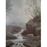 An oil painting on board, mountainous stream 15.5' x 10.5'