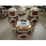 A Royal Crown Derby 1980's cruet set in the Imari palette 1128, comprising salt, pepper and mustard