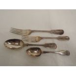 Four Georgian & Victorian pieces of HM silver cutlery of plain form all monogrammed 'Ada Crapper'