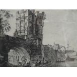 An etching after E P Owen, The Old Welsh Bridge, Salop, 12'x16'