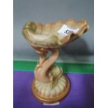 A Royal Worcester ornamental tazza modelled as shell on dolphin