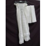 A Victorian cotton baby's full length Christening gown having lace and fine broderie anglaise trim