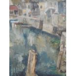 An oil painting on board, Venn, harbour scene, signed, 20'x17'