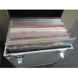 Flight case of mixed LP records