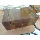 An inlaid treen lockable box