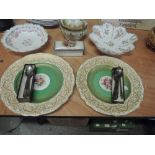 A selection of ceramics including Bishop cabinet plates and boxed community plate teaspoons etc