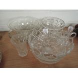 A selection of cut glass bowls etc