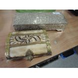 Two jewellery boxes one metal and the other carved horn