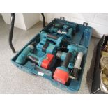 A cordless tool box including drill, disc saw, sander etc