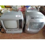 Two miniature Tv/radios, a Plustron and a Lennox Sound