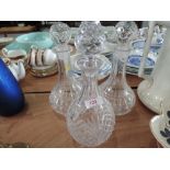 Three cut glass decantors