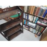 Two early to mid 20th Century oak book shelves and assortment of books including Royal interest