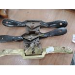 Three vintage spokeshaves including Stanley