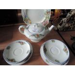 A vintage Meakin sandwich plate and a selection of Empire teaware including teapot