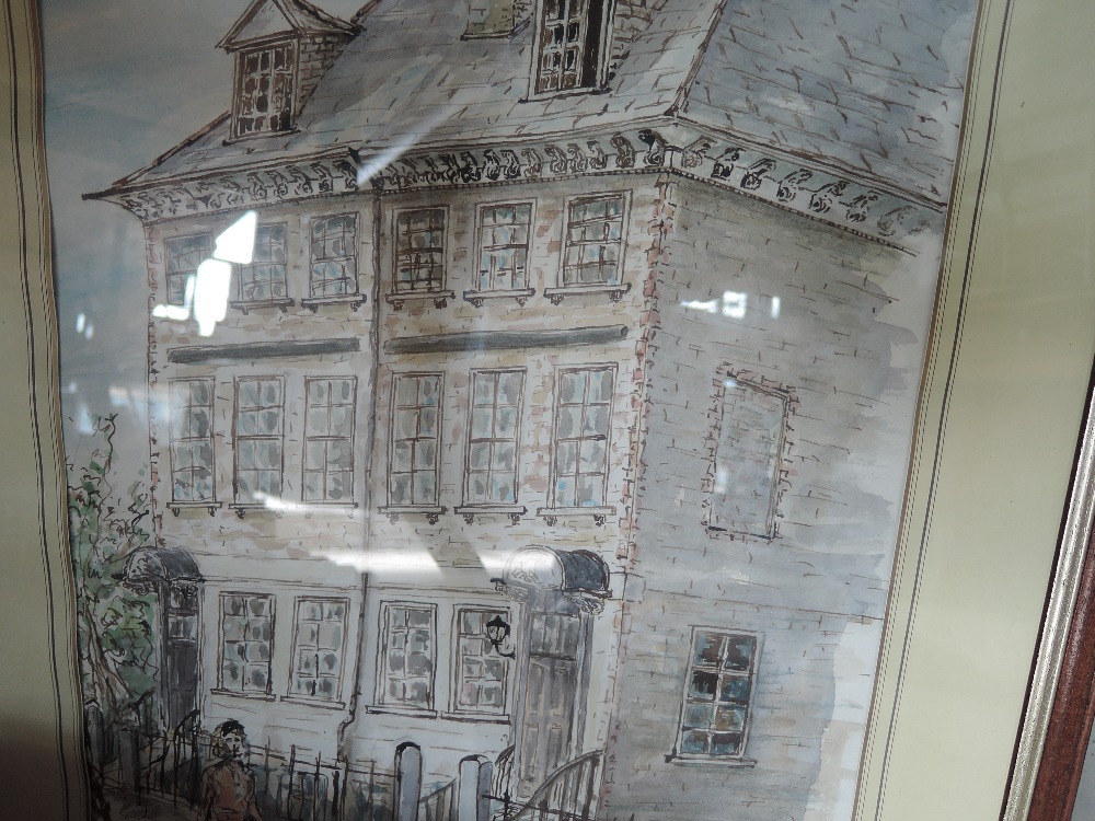 A watercolour Queen Anne House by Richard J Walker