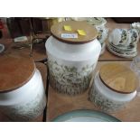 Three Hornsea 'Fleur' storage jars