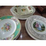 A selection of cabinet plates including Empire, Johnson Bros, Adams and Wedgwood etc