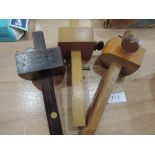 Three vintage wood marking gauges including Marples