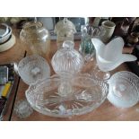 A selection of cut glass including clock etc