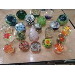 A selection of 21 paperweights including Mdina, Milefiori etc