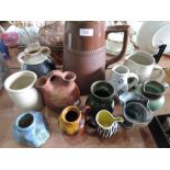 A selection of studio pottery vases and pots