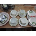 A selection of cups and saucers including Noritake, Royal Grafton christmas plates etc