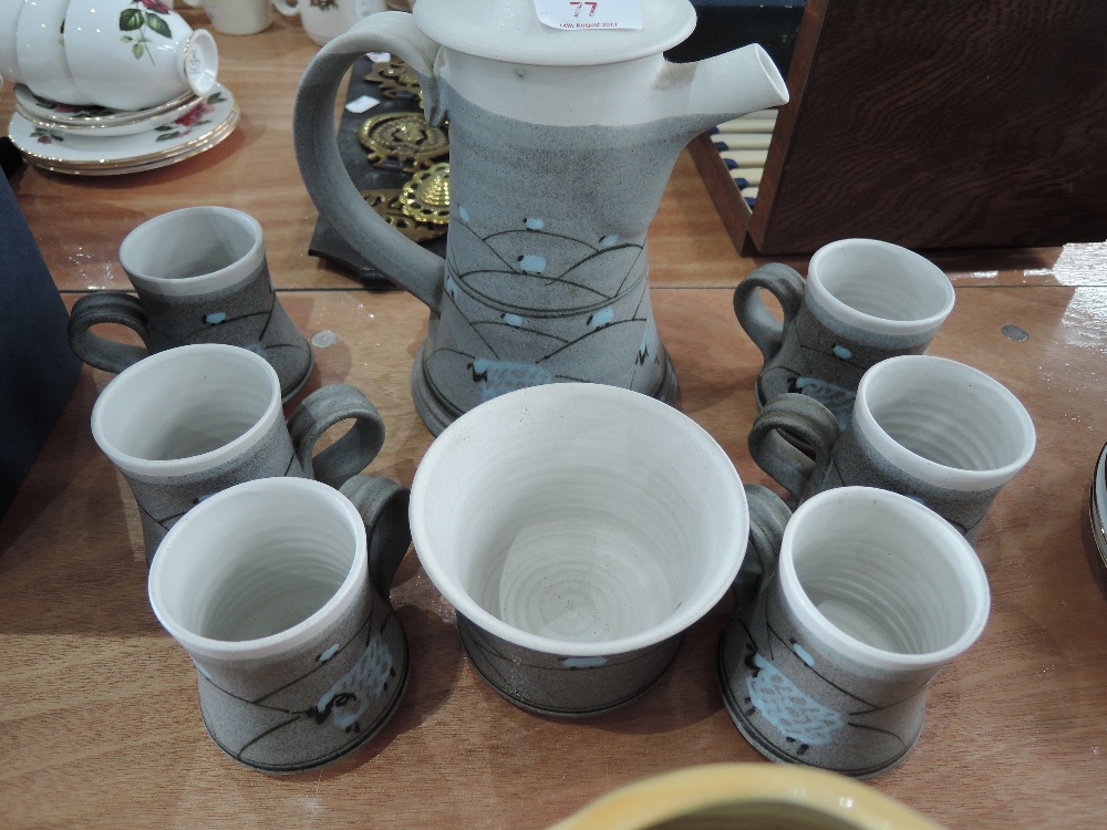 A Stonecroft Pottery coffee service by Bert Simpson