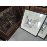 Two oils on Board FM Bennett, Hunting scene and Coaching Scene, a John Grundy etching and an