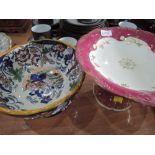 A vintage cake stand and Amherst bowl