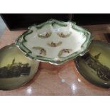 A pair of Ridgway display plates and a hunting related dish
