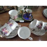 Six paragon cups and saucers, a Royal Albert 'Tea Rose' milk jug, framed picture etc