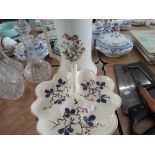 A large wash stand jug, a 'Passion Flowers' warming plate and hors d'ouves dish