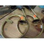 A pair of brass car horns