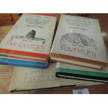 Five Wainwright volumes, The Fifth Lakeland Sketchbook, The Southern Fells, the Eastern Fells, The