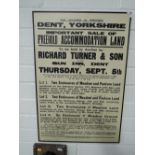 A vintage style auction notice of sale Richard Turner and son's, printer Jackson and son Sedburgh